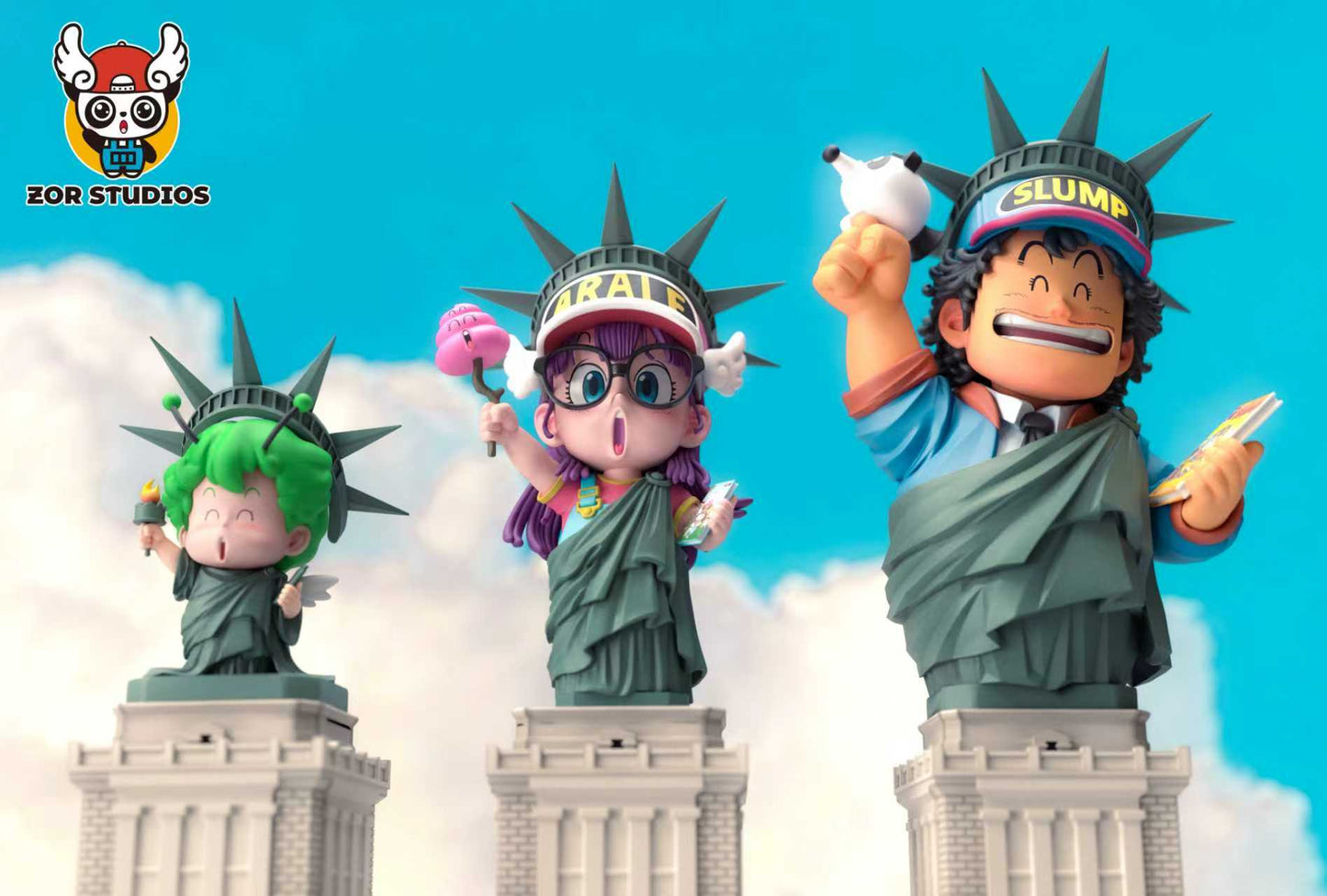 ZOR-Studios –– WCF Series: Penguin Village Statue of Liberty Trio